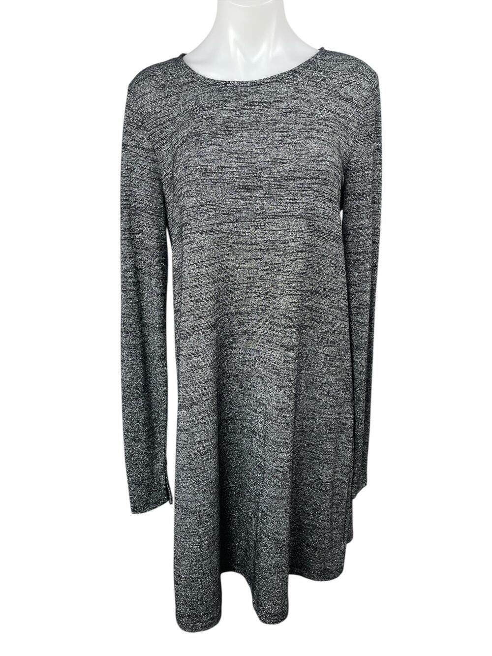 GAP Women's Gray Knit Long Sleeve Crew Neck Mini Tunic Shift Sweater Dress Sz M